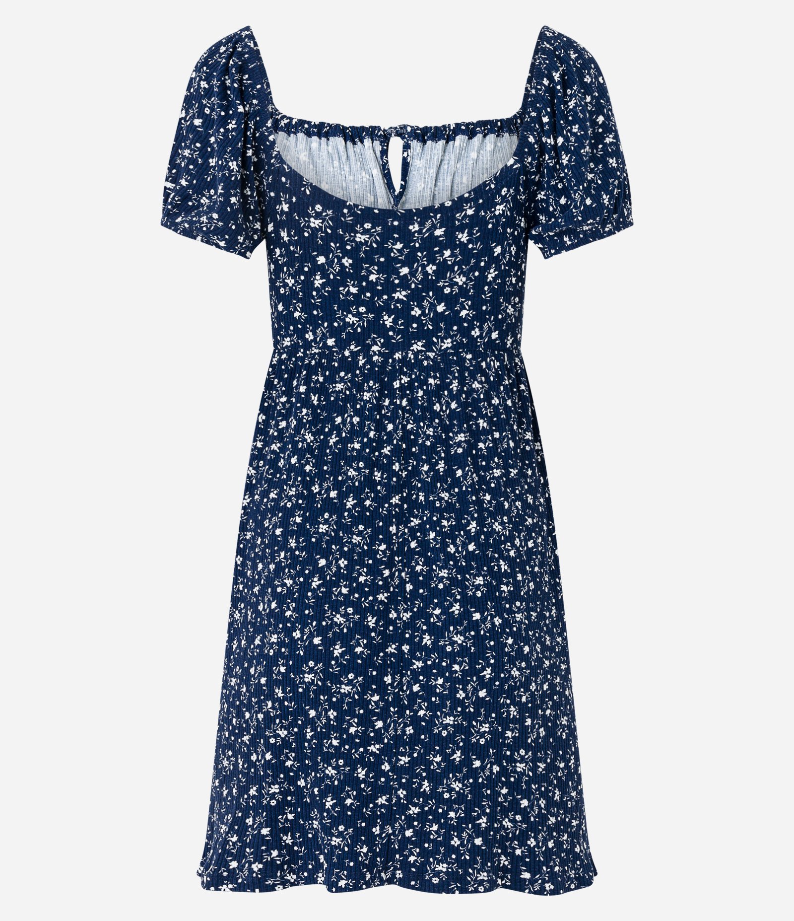 Vestido Curto em Ribana com Manga Bufante e Estampa Floral Liberty