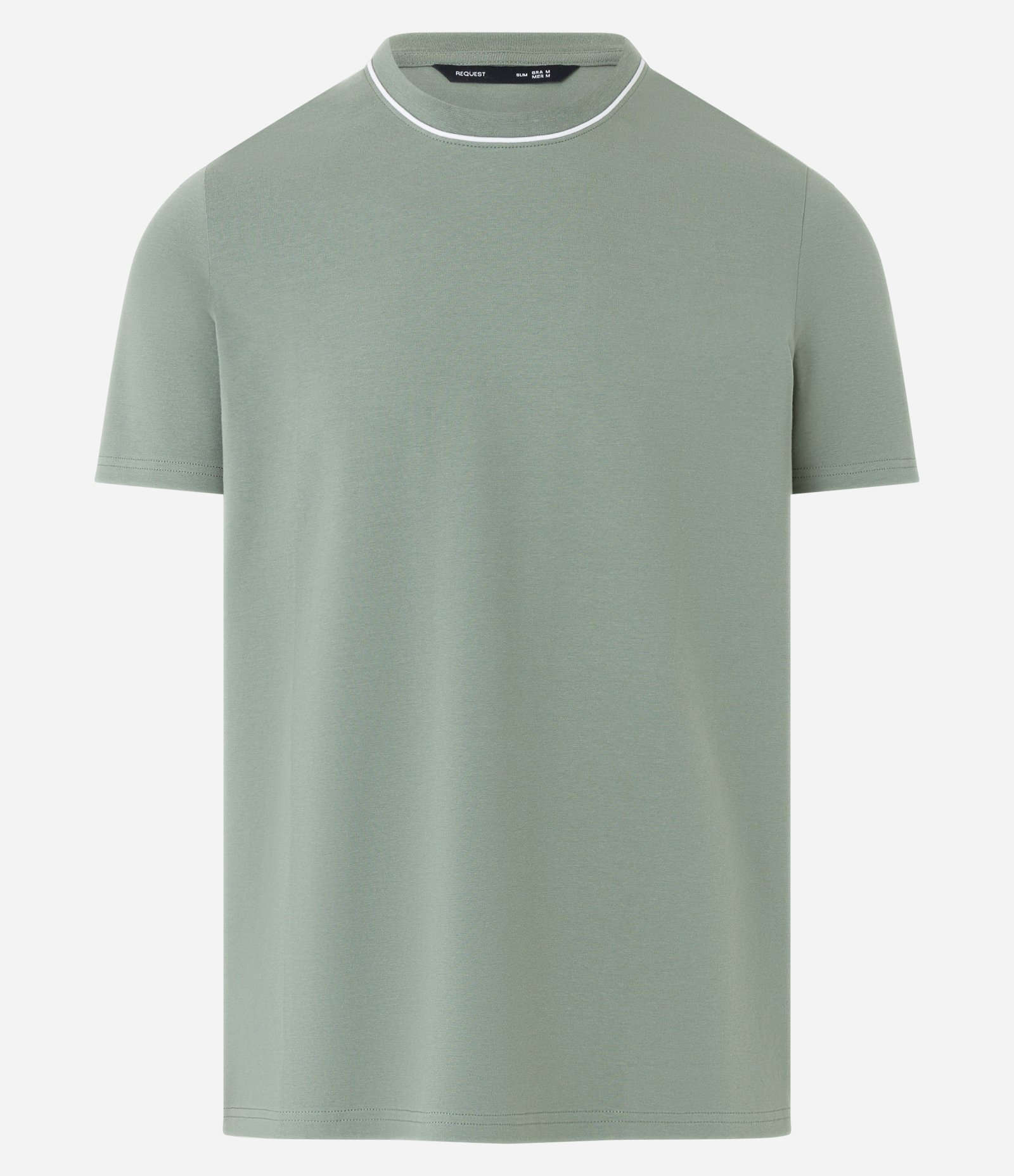 Camiseta em Algodão com Friso Contrastante na Gola Verde 5