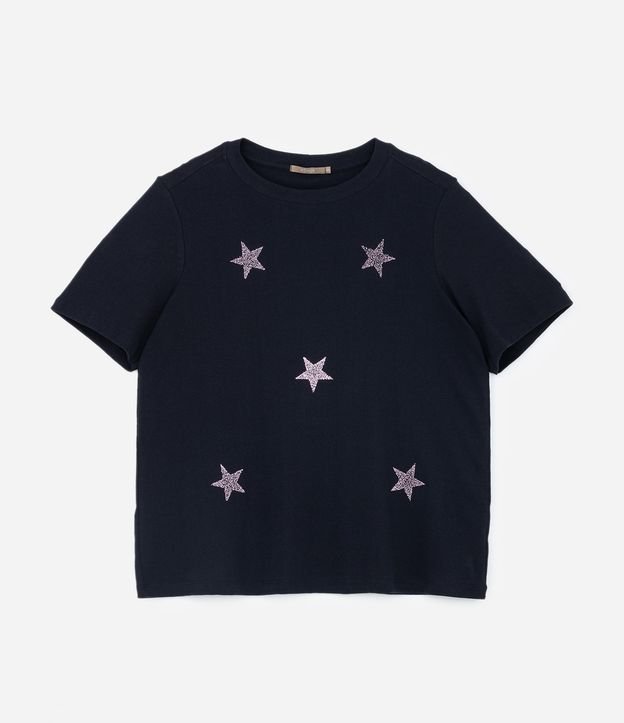 Blusa em Ribana com Estrelas Metalizadas Cruve & Plus Size Preto 5