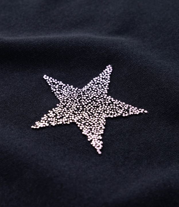 Blusa em Ribana com Estrelas Metalizadas Cruve & Plus Size Preto 7