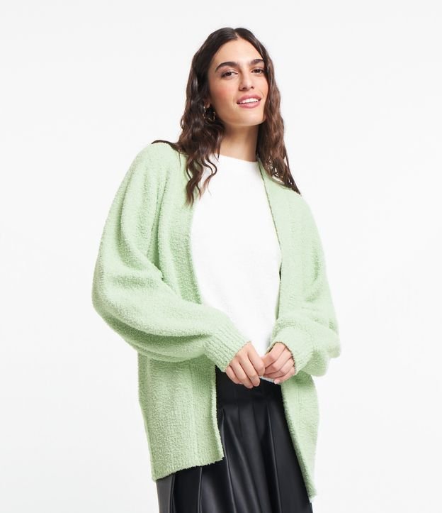 Cardigan Alongado em Tricô com Textura Atoalhada e Bolsos
