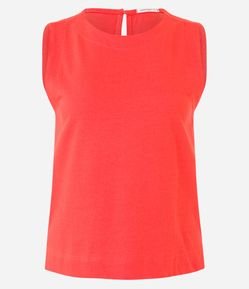 Blusa sem Manga em Meia Malha com Fechamento Gota nas Costas