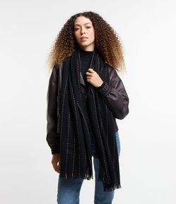 Lenço em Flanela com Pesponto Contrastante