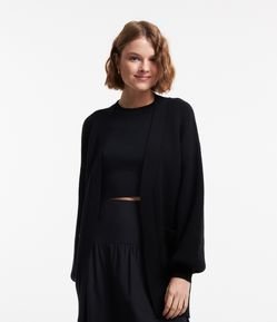 Cardigan Alongado em Tricô com Bolsos