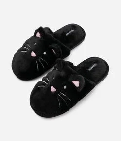 Pantufa Fechada com Bordado Gatinho