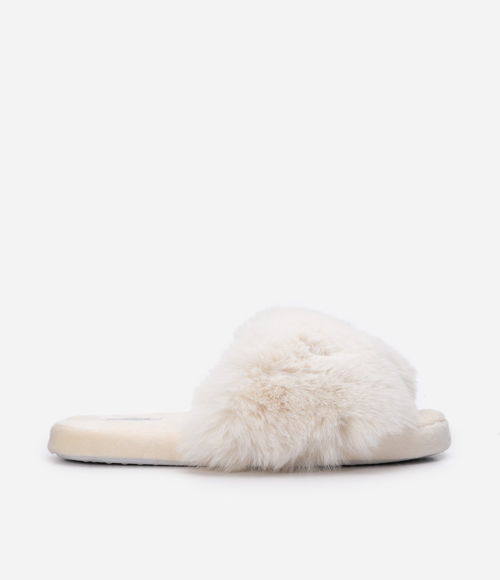 Pantufa Aberta com Pelinhos Bege 1