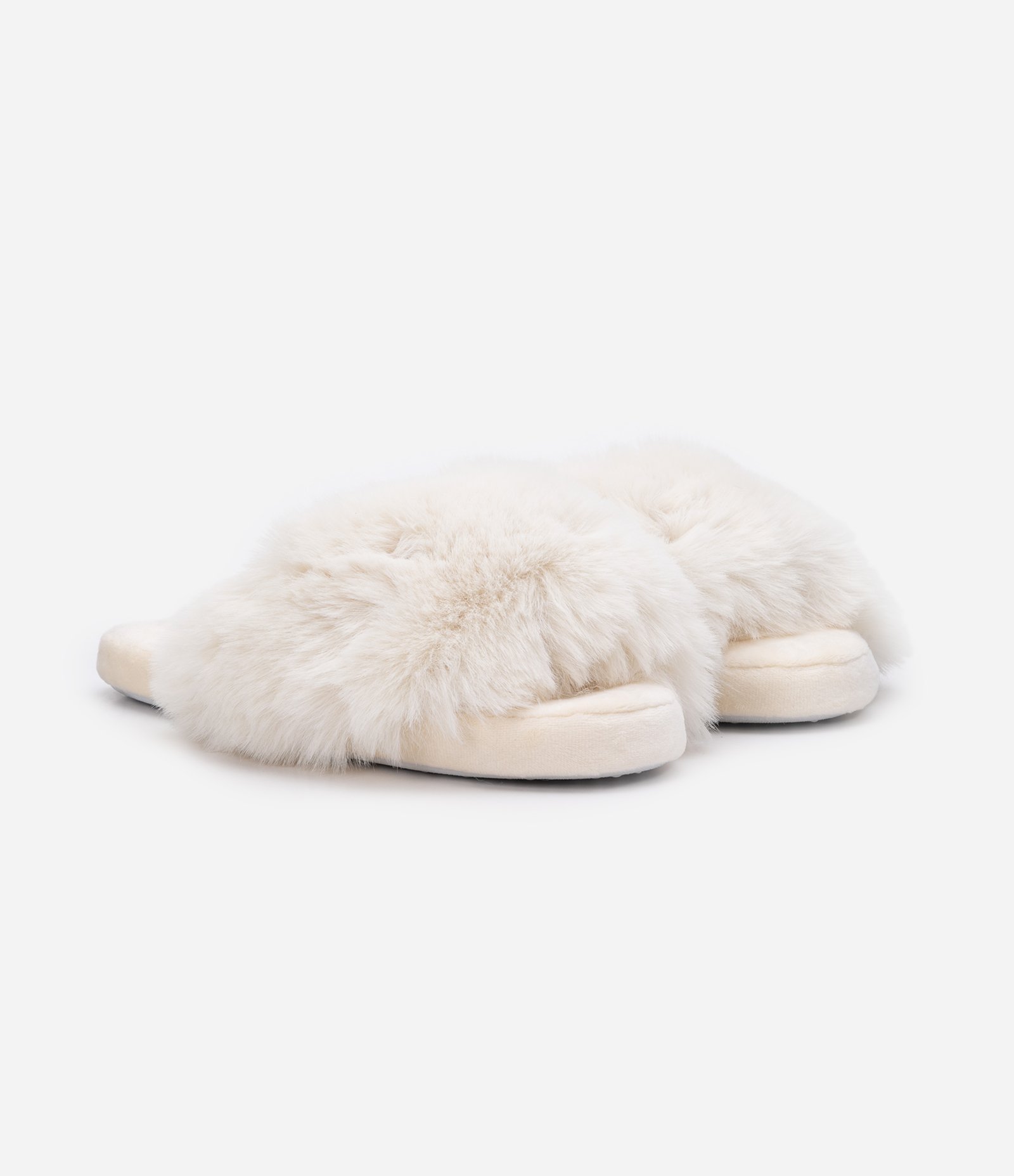Pantufa Aberta com Pelinhos Bege 4