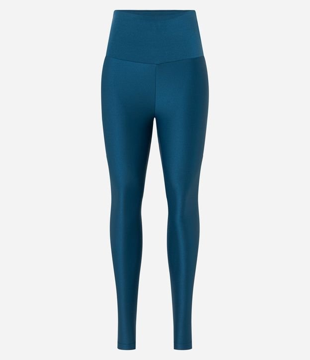Calça Legging Esportiva em Poliamida com Textura Canelada Azul 5