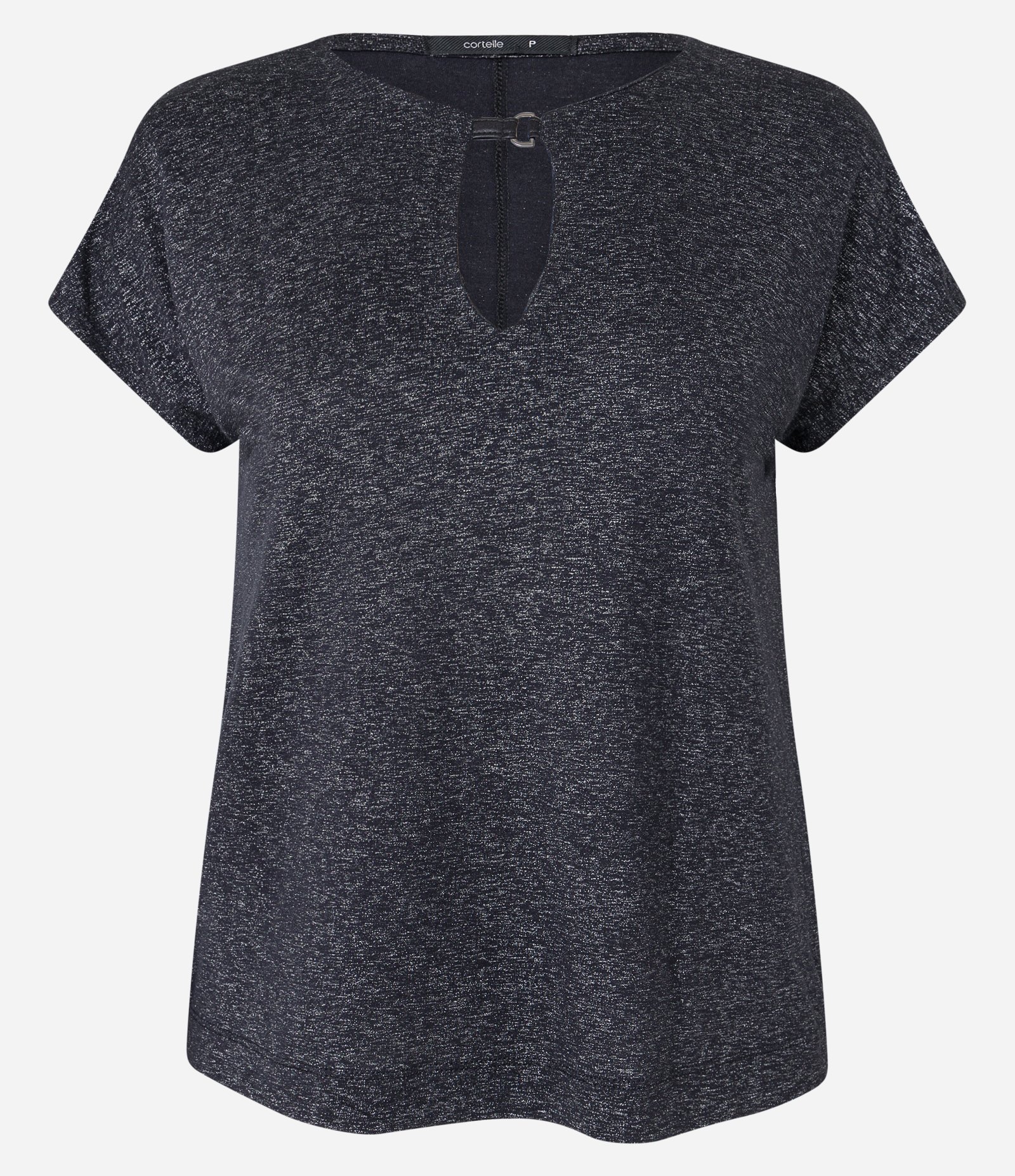 Blusa em Meia Malha com Detalhe na Gola e Fio Metalizado Preto 1