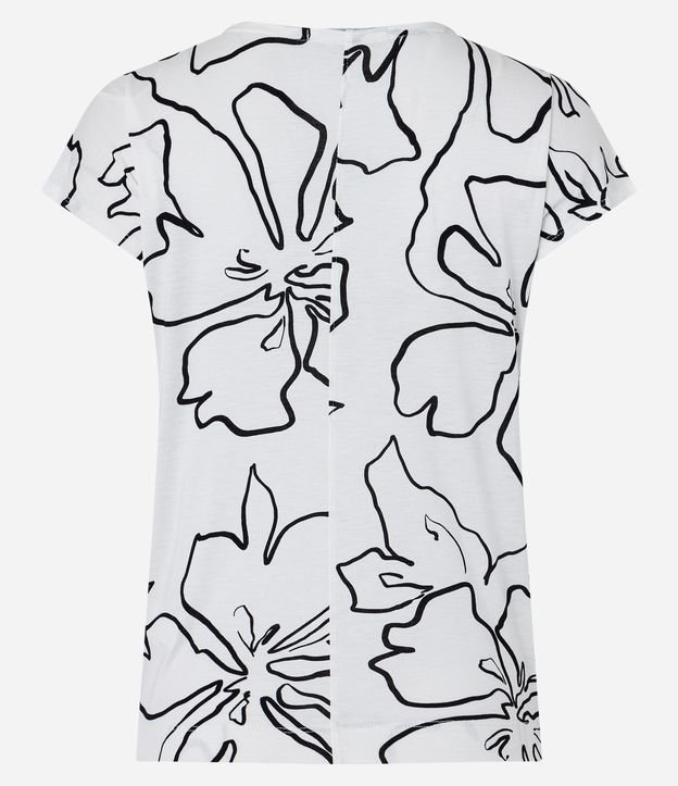 Blusa em Viscose com Detalhe na Gola e Estampa Floral Contrastante Branco 6