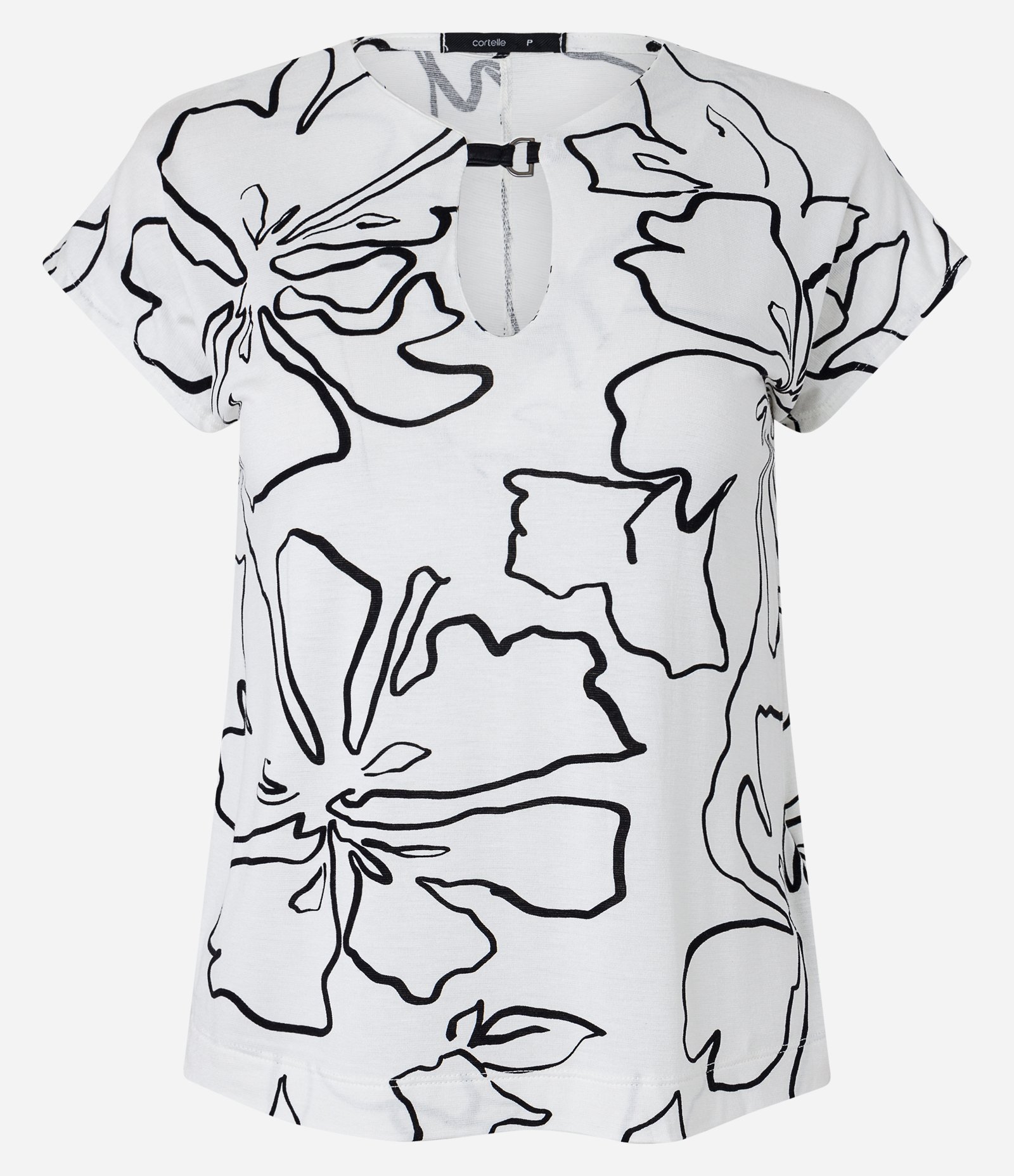 Blusa em Viscose com Detalhe na Gola e Estampa Floral Contrastante Branco 5