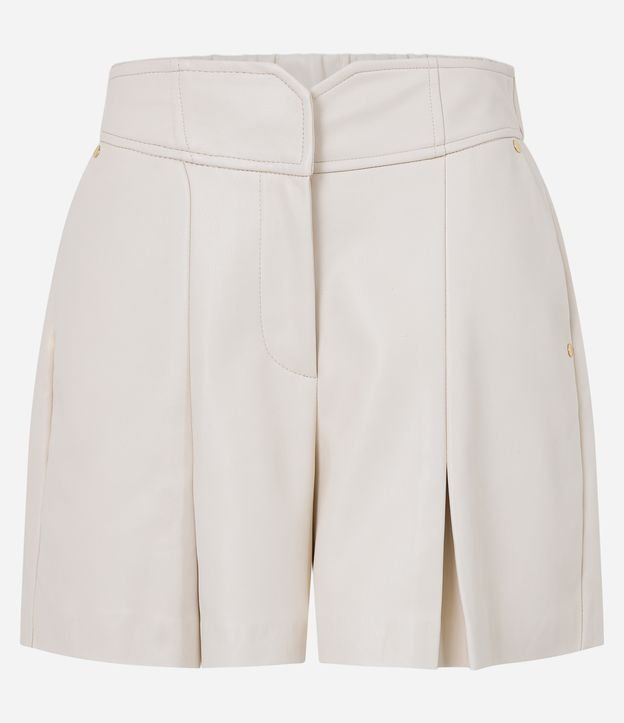 Short em PU com Cós Elástico Alfaiatado e Pregas na Barra Off White 5