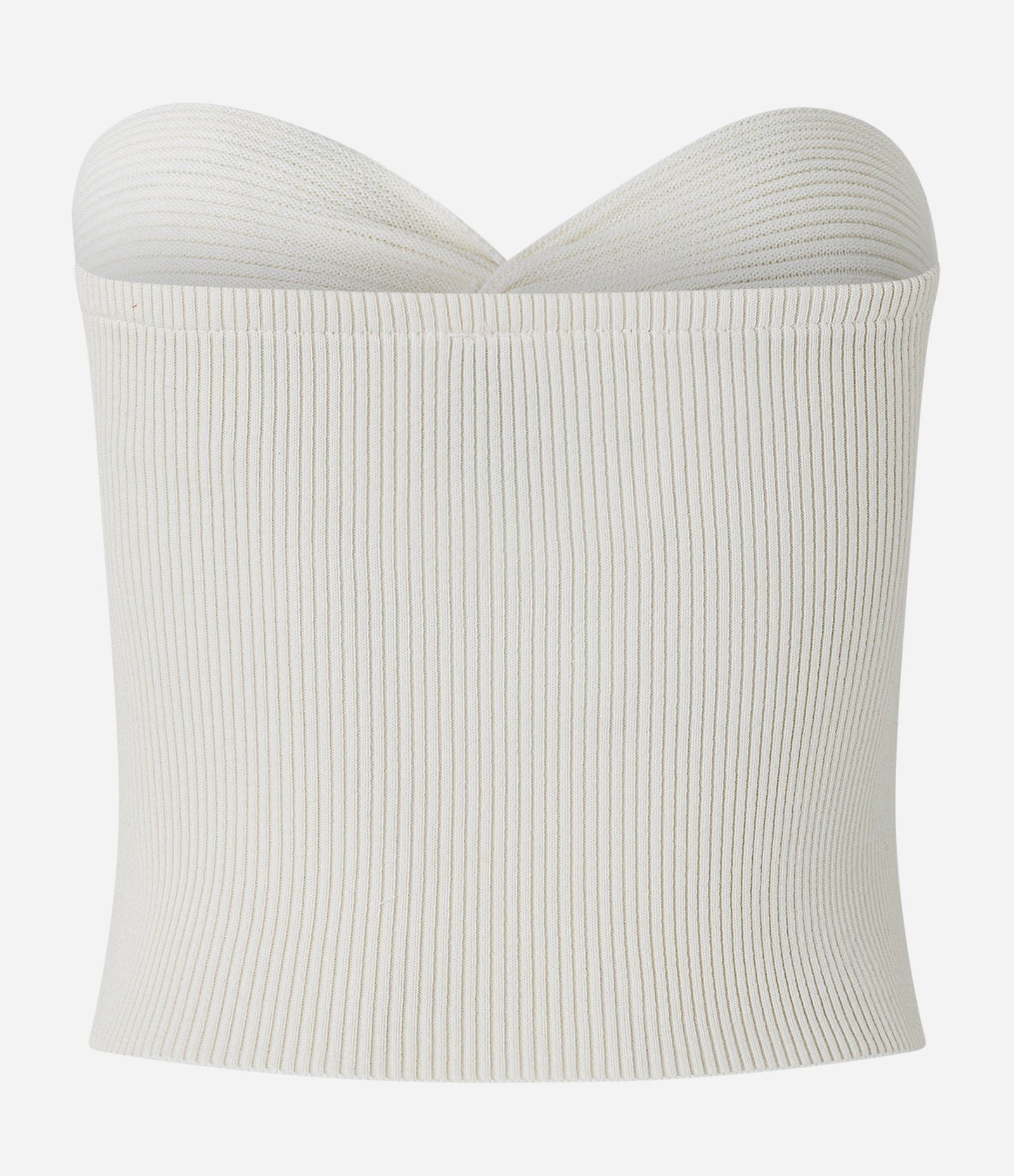 Blusa Cropped em Tricô Tomara que Caia com Busto Torcido Branco 6