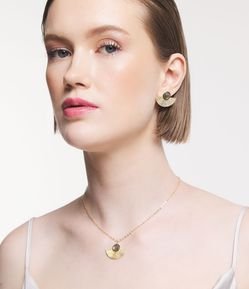 Conjunto de Colar e Brincos com Pingente de Leque