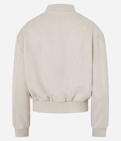 Jaqueta Bomber em Suede com Barras Ajustadas e Recortes