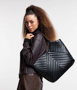 Bolsa Shopper Grande com Textura Matelassê