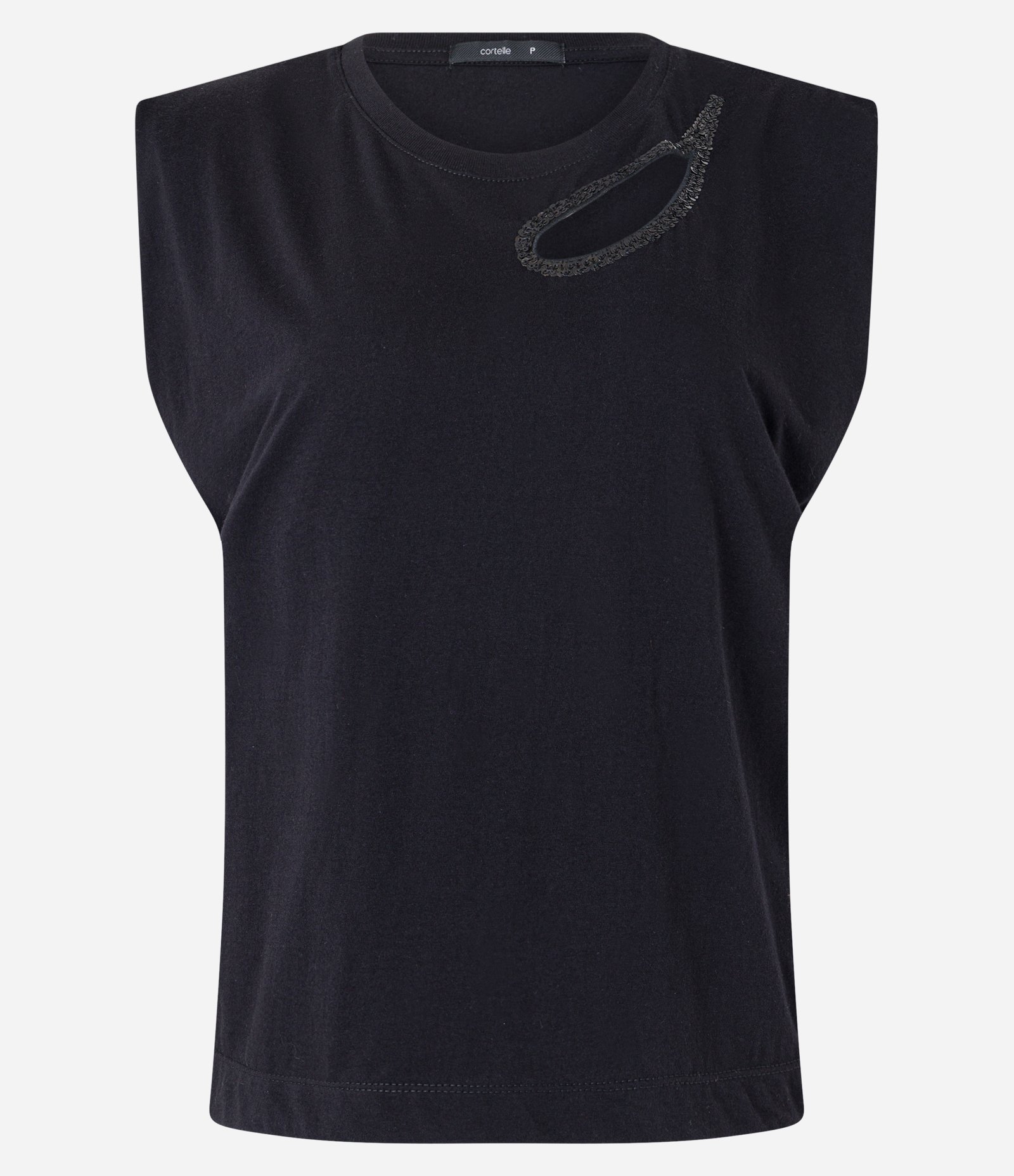 Blusa Muscle Tee em Meia Malha com Recorte Vazado Brilhoso Preto 5