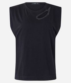 Blusa Muscle Tee em Meia Malha com Recorte Vazado Brilhoso