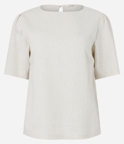 Blusa Manga Curta em Meia Malha com Abertura por Gota