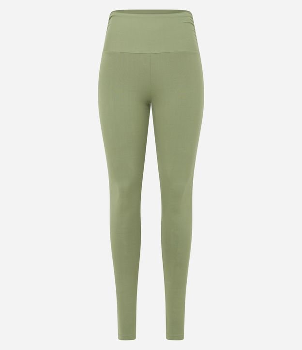 Calça Legging Esportiva em Microfibra com Franzido na Cintura Verde 7