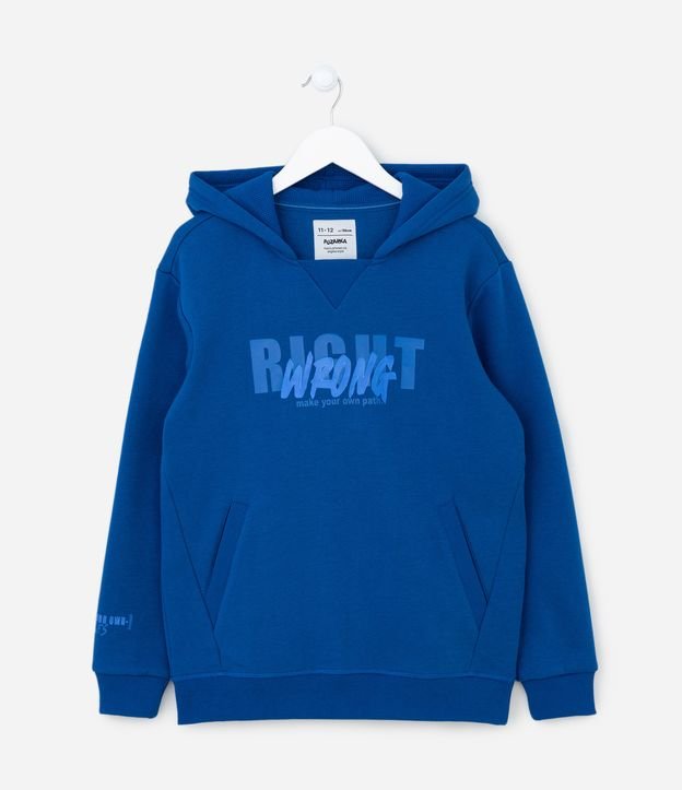 Blusão Canguru Infantil com Estampa de Lettering - Tam 5 a 14 anos