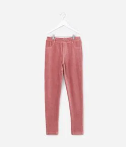Calça Legging Infantil em Veludo com Bolsos - 5 a 14 Anos