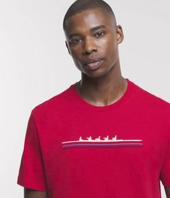 Camiseta em Meia Malha com Estampa de Remadores