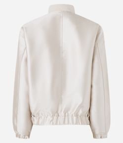 Jaqueta Bomber em Tecido Acetinado com Barra e Punhos Ajustados