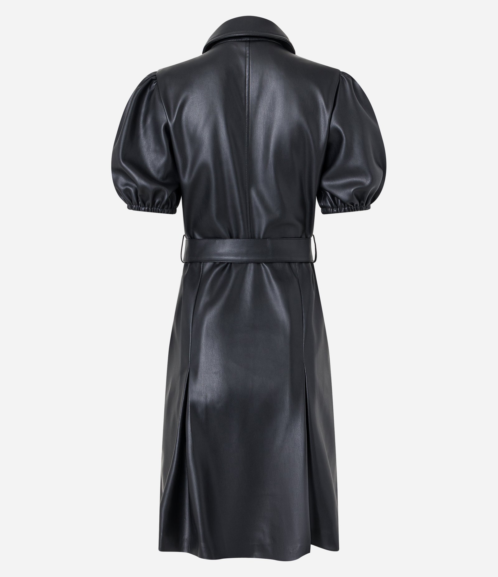 Vestido em PU com Abotoamento e Manga Bufante Preto 6