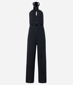 Macacão Pantalona Texturizado Frente Única com Nó e Amarração