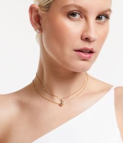 Conjunto de Colar com 02 Camadas e Par de Brinco Ponto de Luz