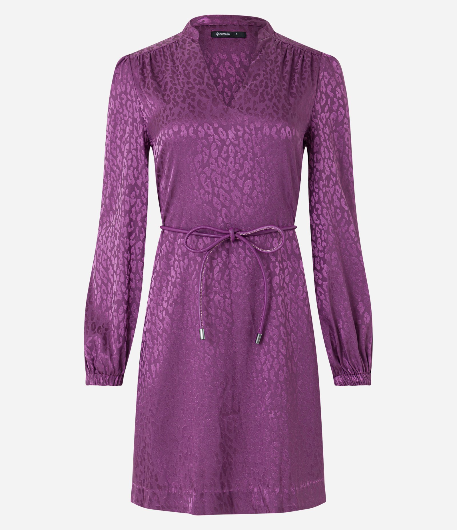 Vestido em Jacquard com Amarração na Cintura e Estampa Oncinha Roxo 6