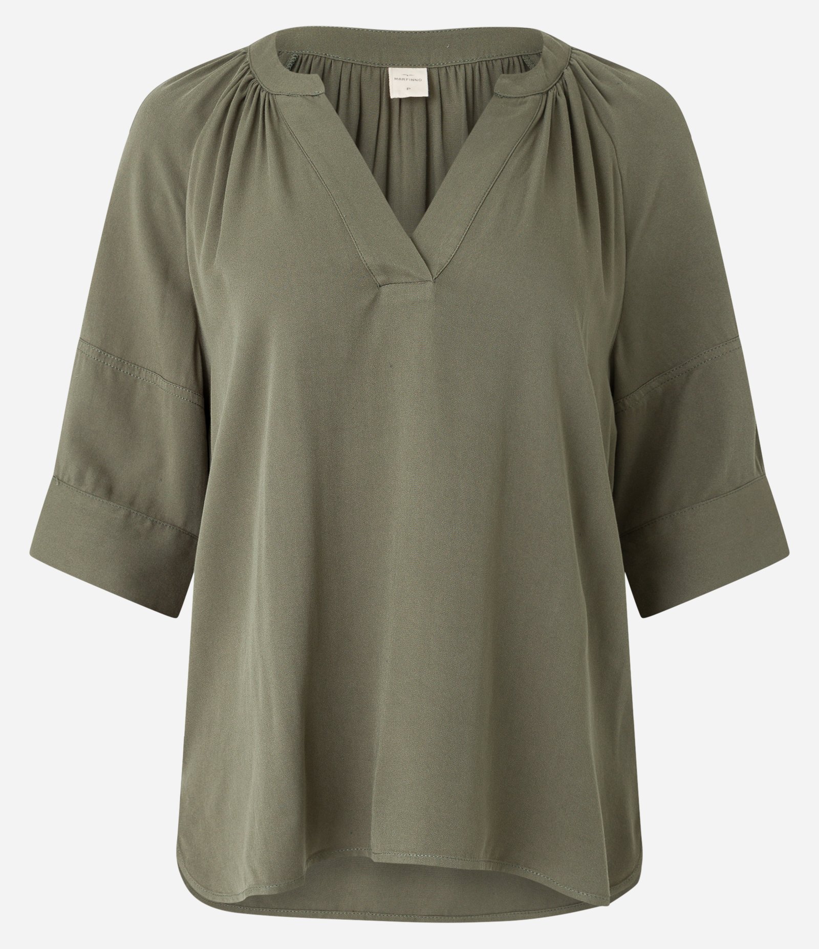 Blusa em Viscose com Decote V e Detalhe Franzido Verde 6