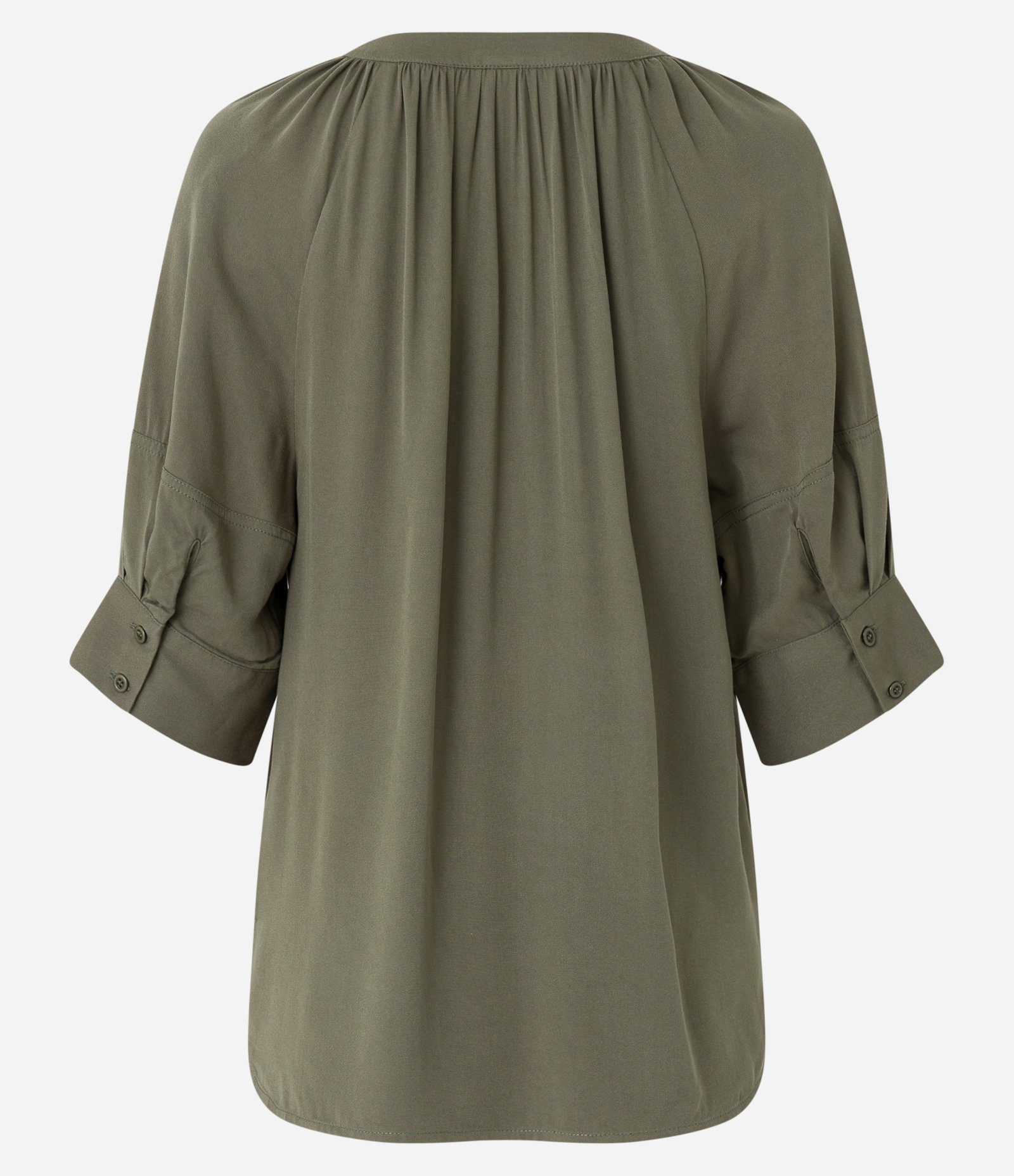 Blusa em Viscose com Decote V e Detalhe Franzido Verde 7