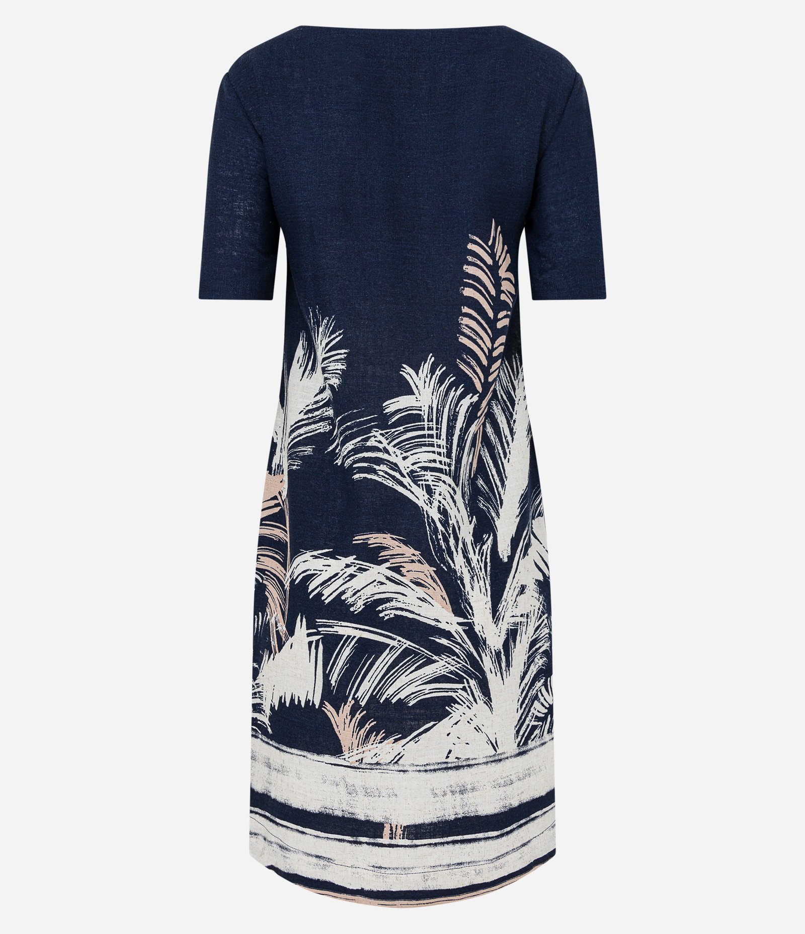 Vestido Curto em Viscolinho com Bolsos Laterais e Estampa Folhagens Azul 7