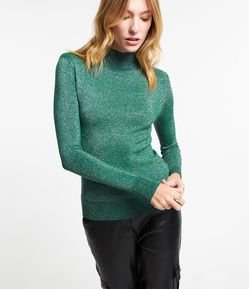 Blusa Gola Alta em Tricô com Fio Metalizado
