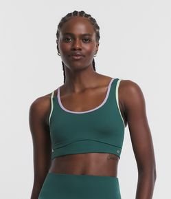 Top Esportivo em Poliamida Com Bojo e Alças Assimétricas Contrastantes