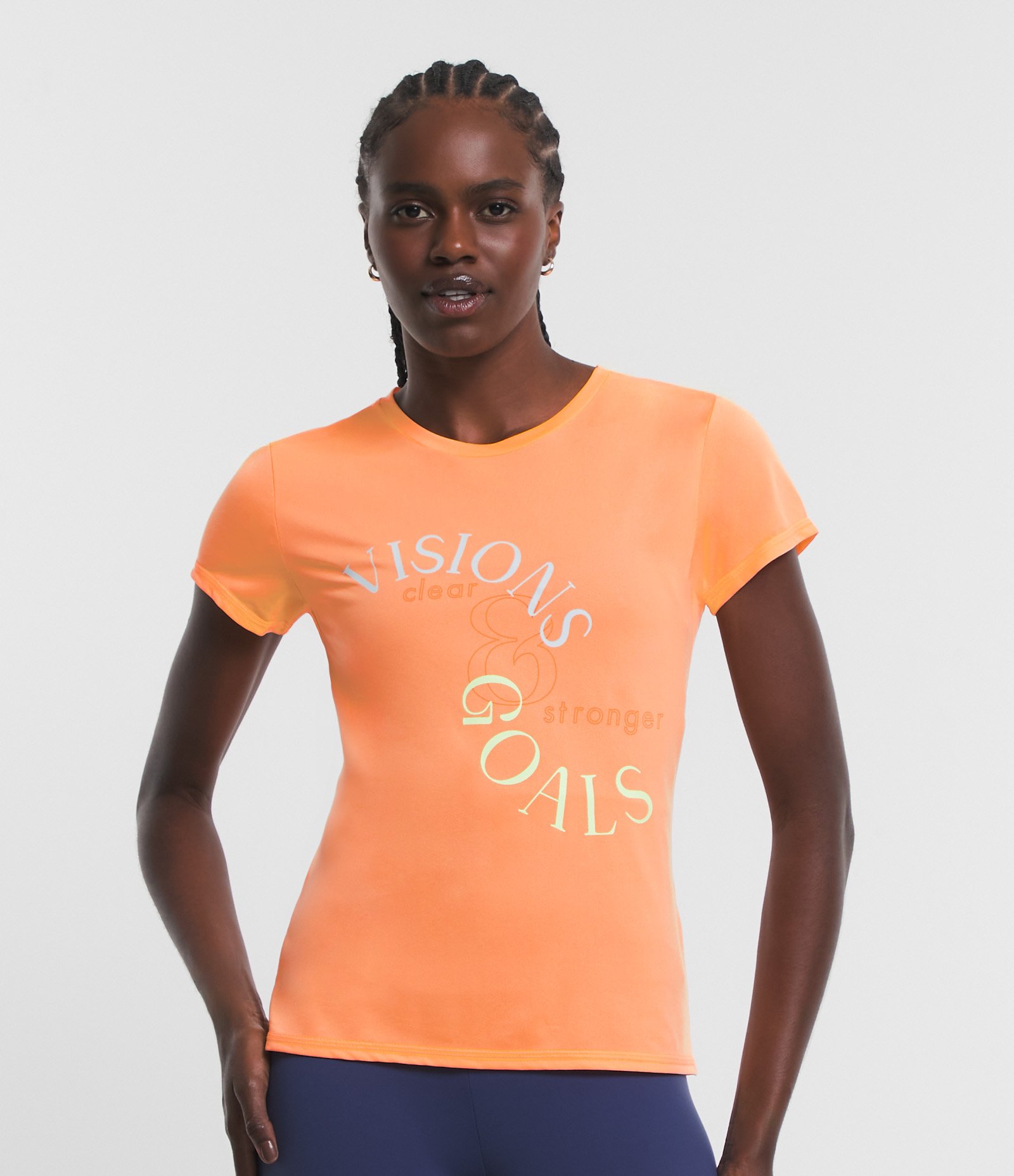 Camiseta Esportiva Crepe com Estampa em Lettering Laranja 1