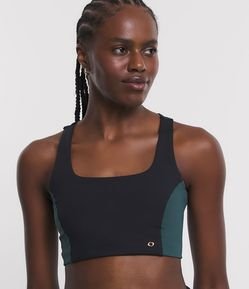 Top Nadador Esportivo em Poliamida Bicolor com Pespontos Contrastantes