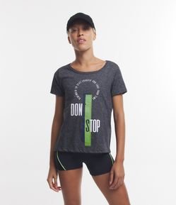 Camiseta Esportiva em Meia Malha com Estampa  Don't Stop