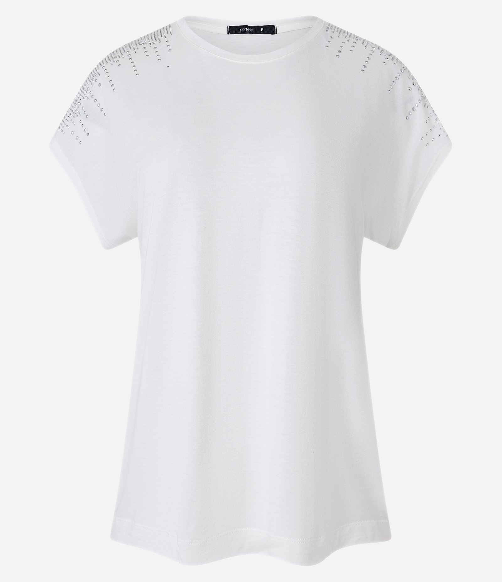 Blusa em Viscose com Aplicação de Strass no Ombro Branco Neve 1