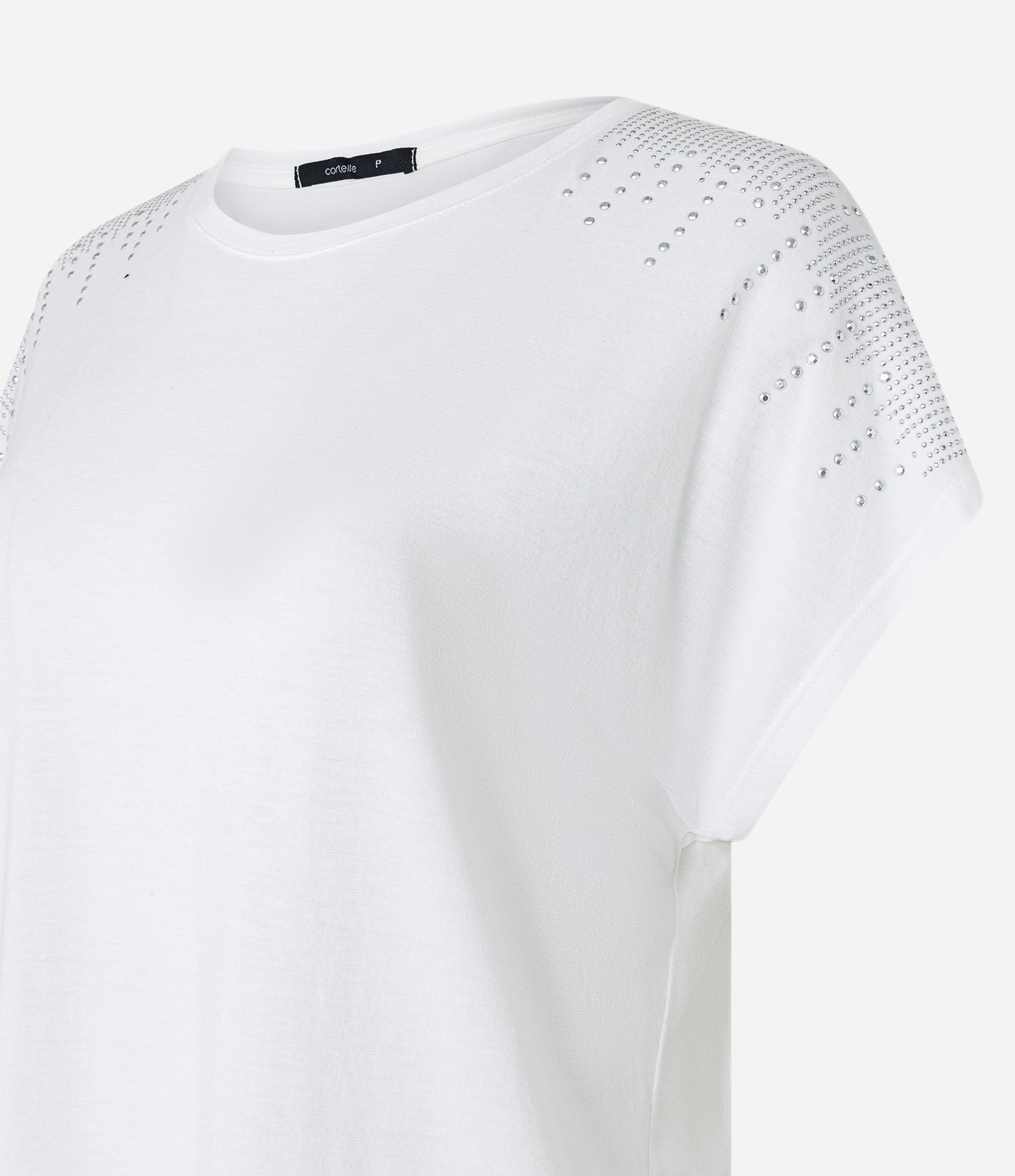 Blusa em Viscose com Aplicação de Strass no Ombro Branco Neve 2
