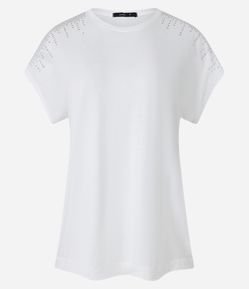 Blusa em Viscose com Aplicação de Strass no Ombro