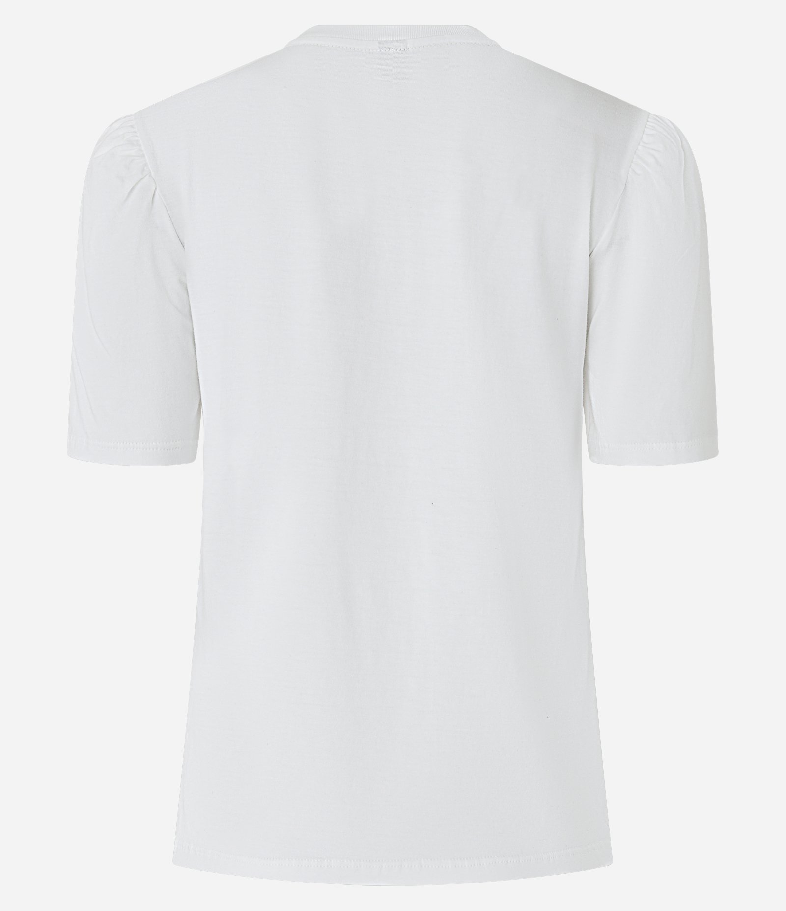 Blusa Manga Curta em Meia Malha com Babado de Renda Off White 3