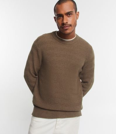 Suéter em Tricô com Textura Zig Zag Menor preço em Suéter em Tricô com Textura Zig Zag
