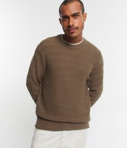 Suéter em Tricô com Textura Zig Zag