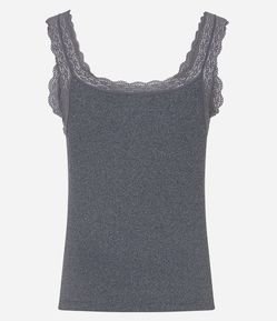 Blusa de Pijama em Ribana com Detalhe em Renda