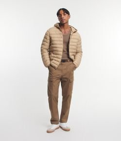 Calça em Ripstop com Bolsos Laterais e Cinto Embutido