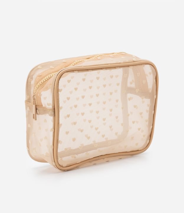 Nécessaire Tijolo em Tela com Mini Corações