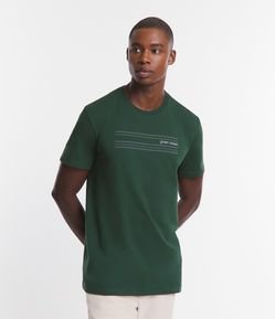 Camiseta em Meia Malha com Estampa Lettering Green Ocean